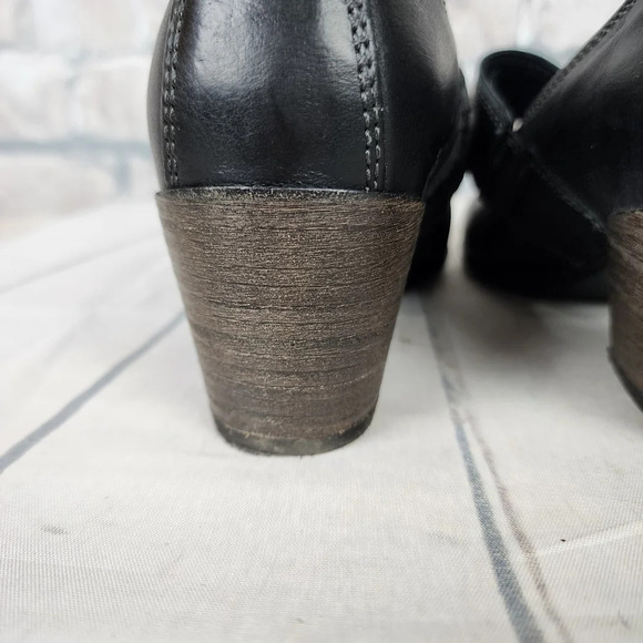 Taos  Black Leather Mary Jane Shoes Stacked Heel Size 41 - Picture 13 of 16